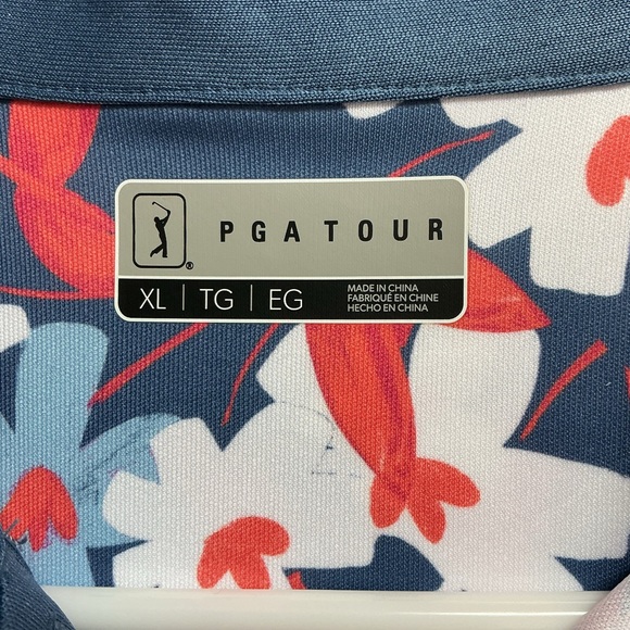 ⛳️ PGA Tour Blue and Red Floral Women’s Polo Shirt XL - Picture 3 of 3